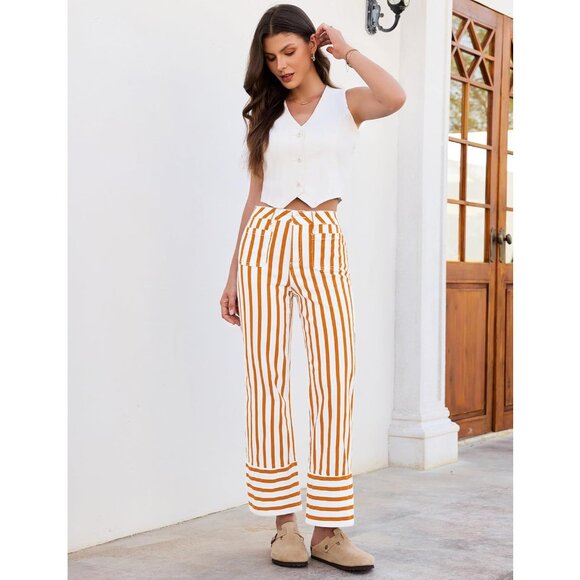 Women’s Wide Leg Jeans Stretchy Denim High Waist Casual Pockets Trendy - Picture 2 of 7